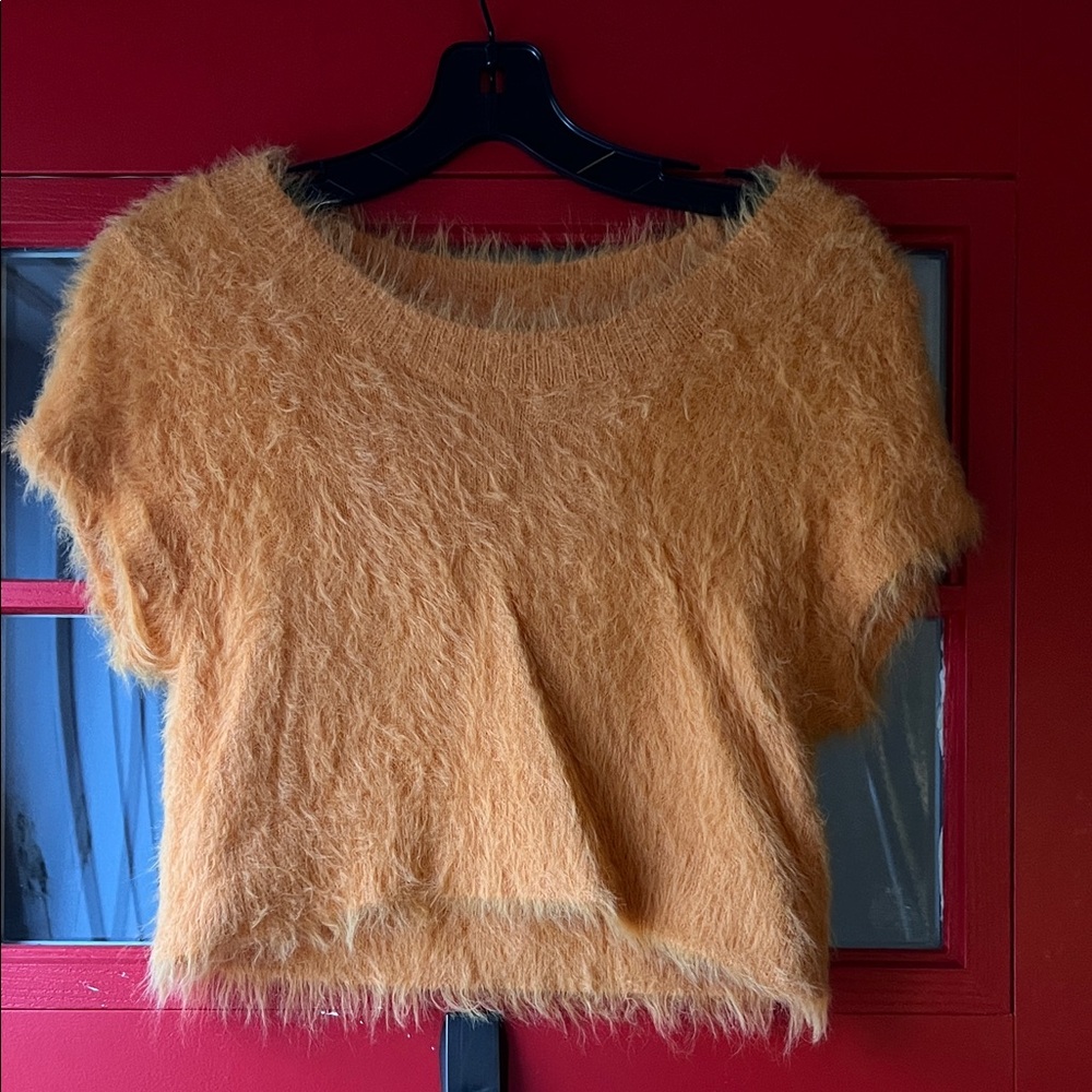 Urban Outfitters Fuzzy Orange Crop Top